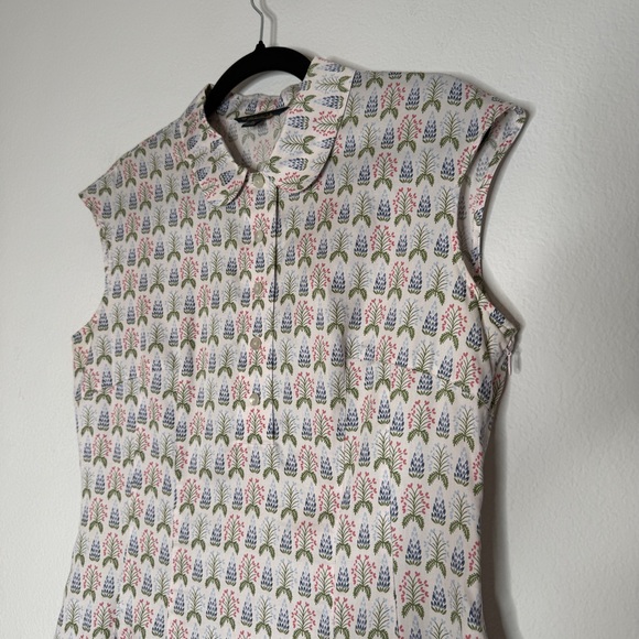 Brooks Brothers Multicolor Botanical Cotton Fit And Flare Midi Dress Size 8 - Picture 2 of 9